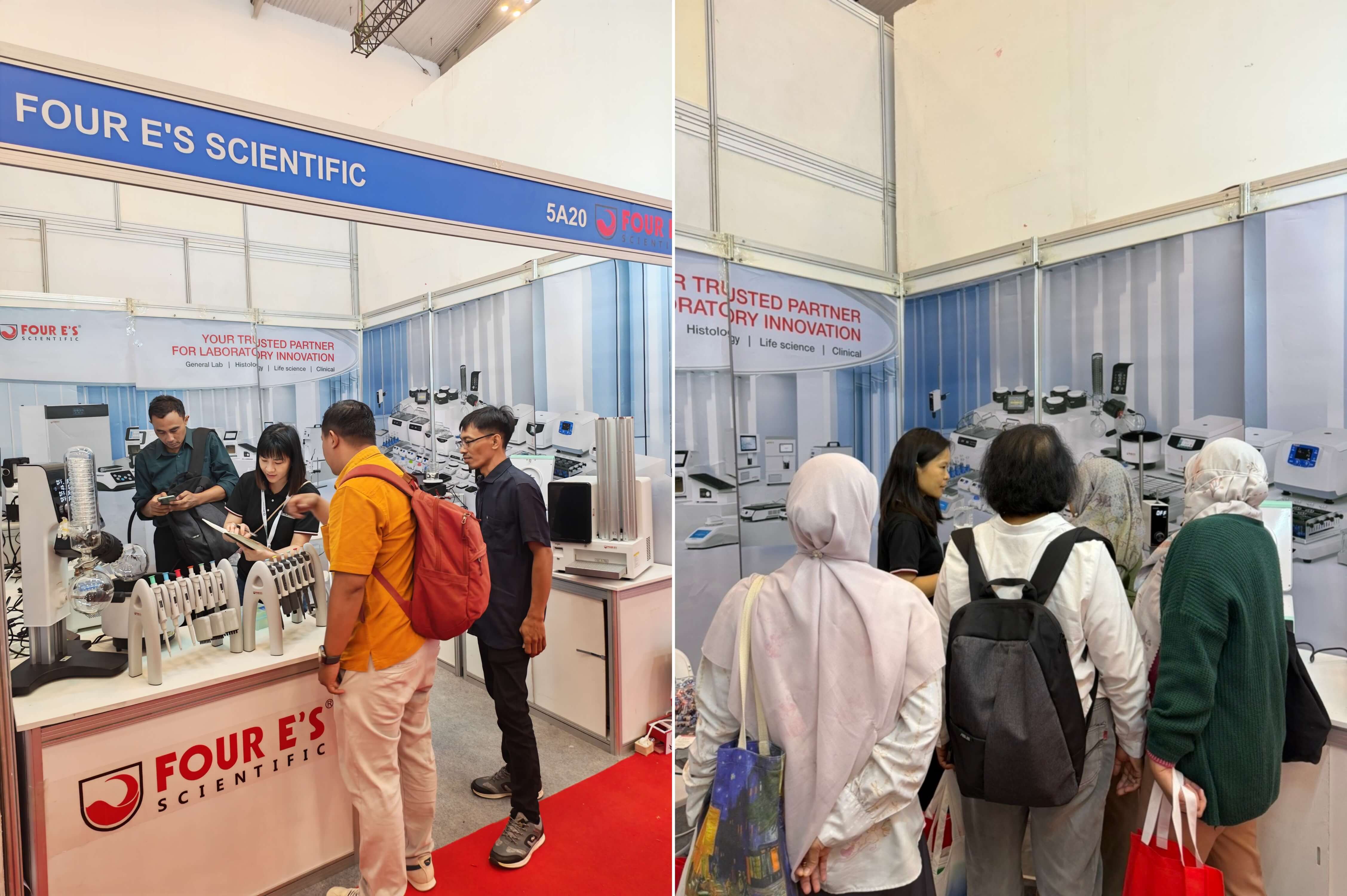 FOUR E’s Scientific salespeople engaging visitors at Lab Indonesia 2026