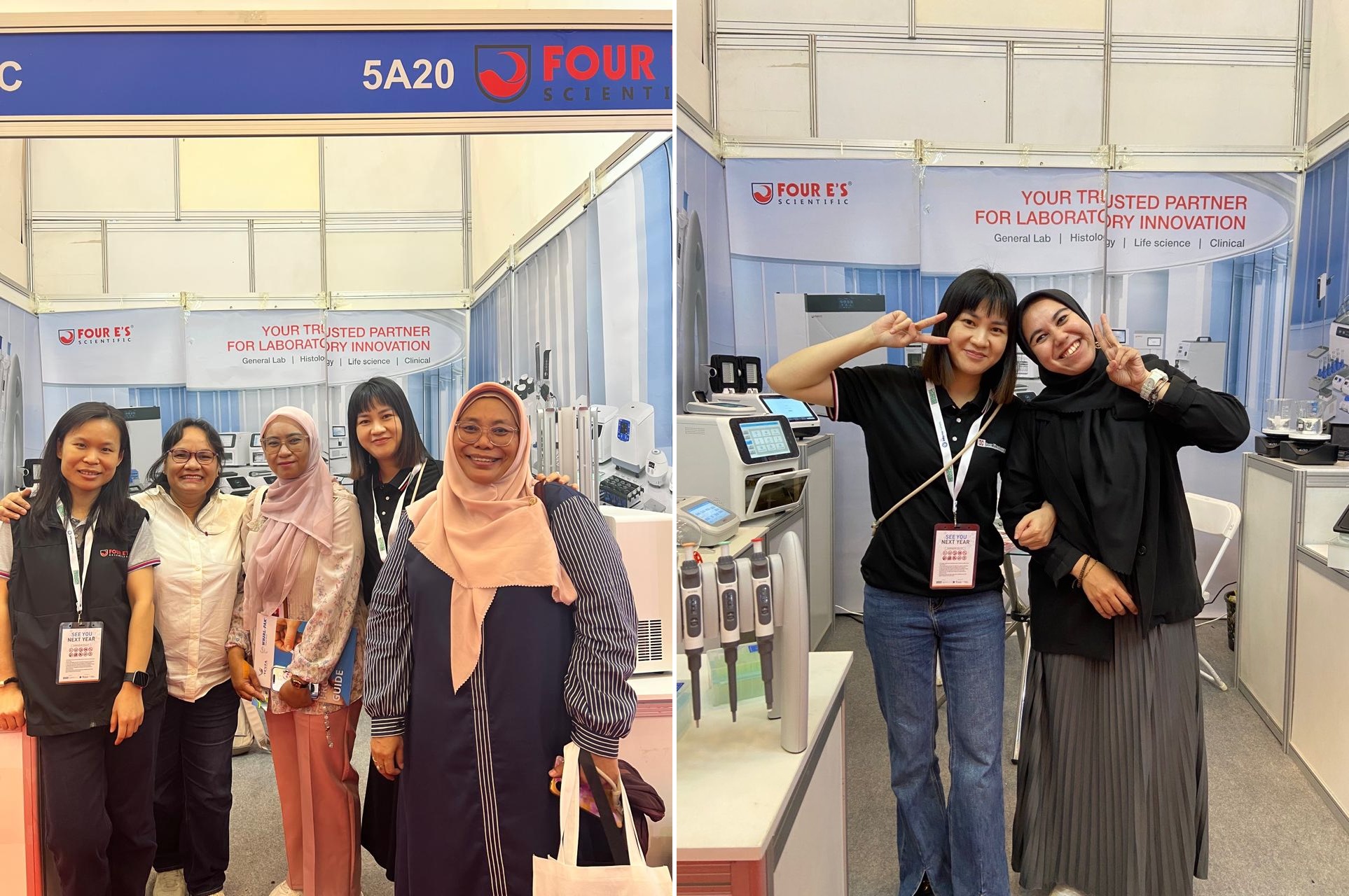FOUR E’s Scientific team meeting visitors at the Lab Indonesia 2026 booth